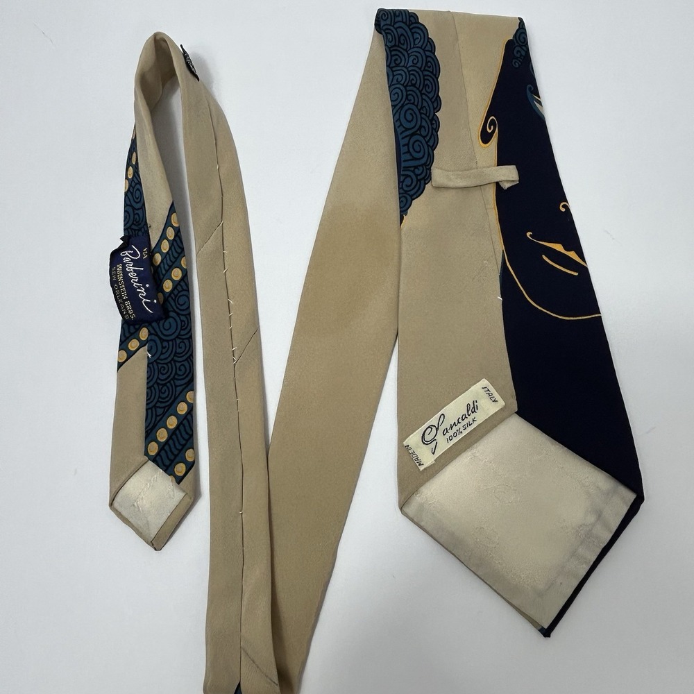 Vintage Pancaldi Silk Tie Art Deco Face Via Barberini Rubenstein Bros View 4